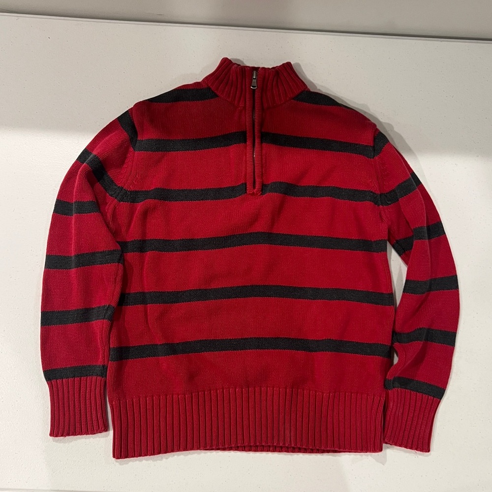 Cherokee Red and Black Zip Up Sweater with Stripes